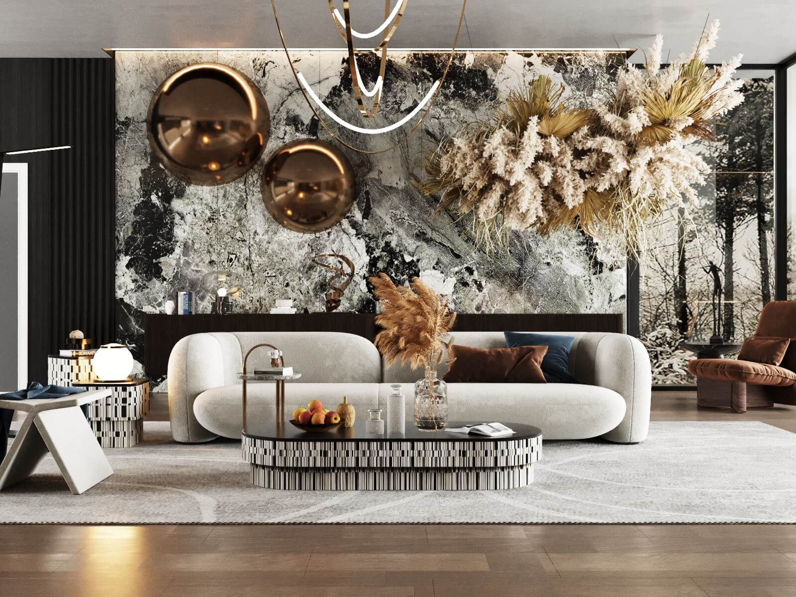 Дизайн гостиной в загородном доме