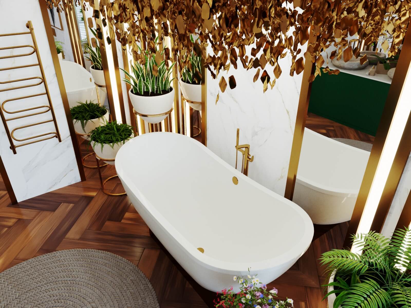 Дизайн ванной комнаты в загородном доме, г. Тула