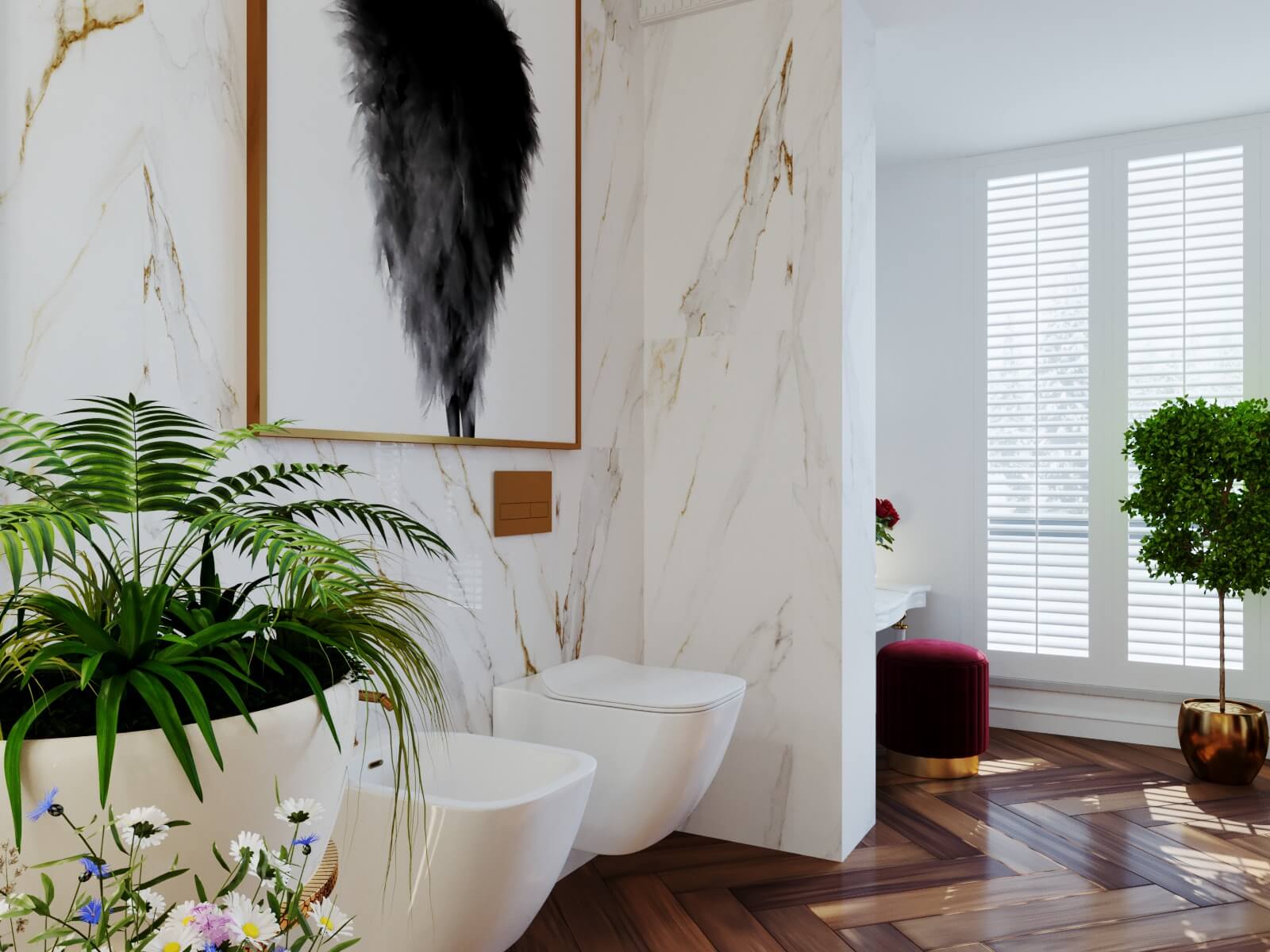 Дизайн ванной комнаты в загородном доме, г. Тула