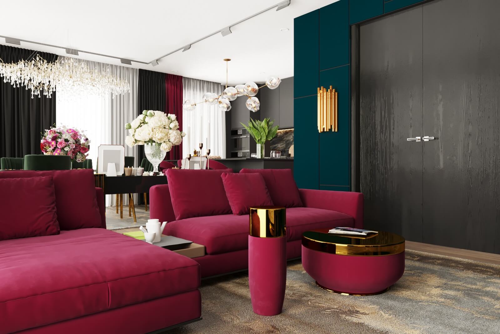 Дизайн кухни-гостиной в загородном доме, г. Калуга 