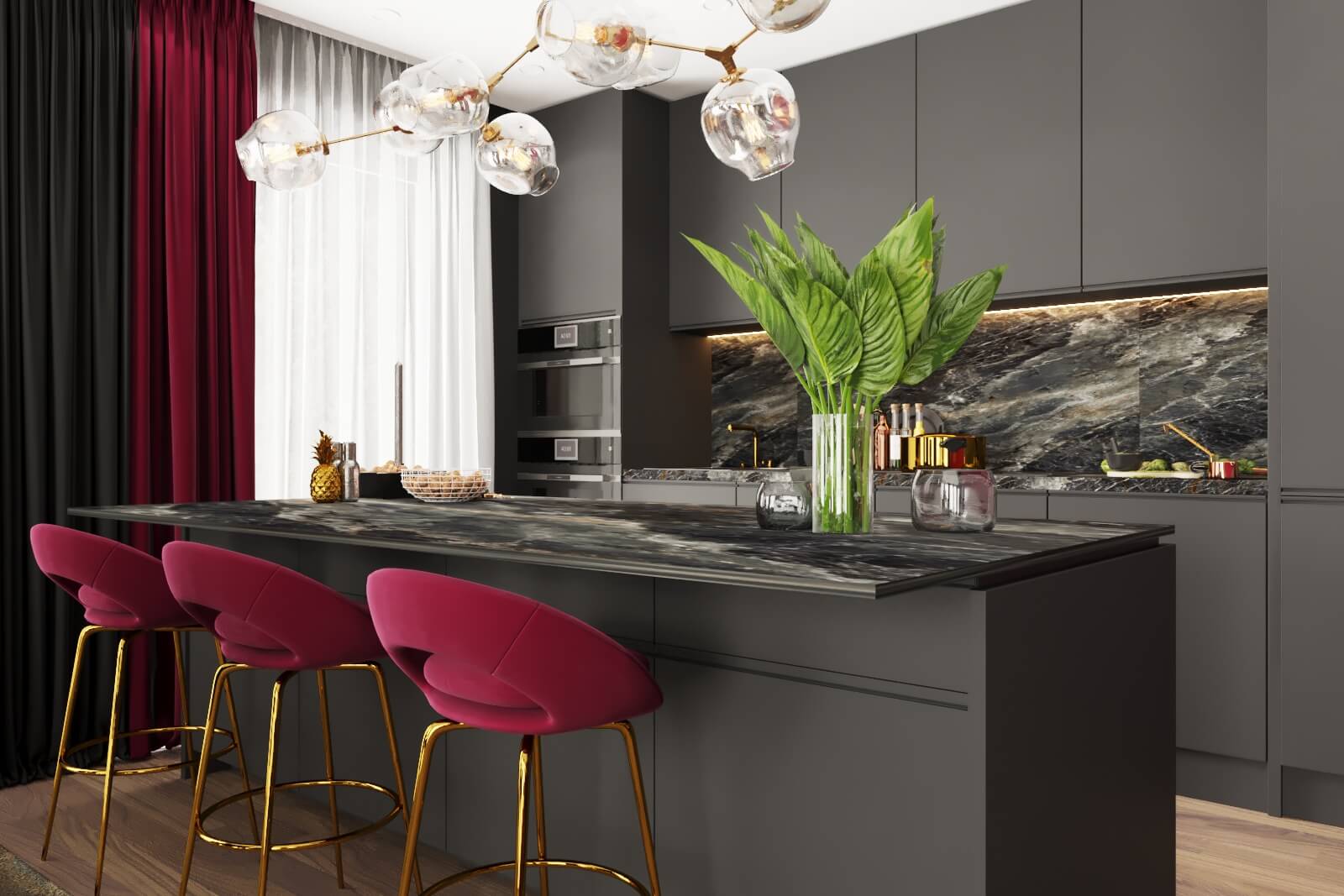 Дизайн кухни-гостиной в загородном доме, г. Калуга 